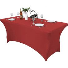 (As show, One size) Patio Furniture Cover Table Cloths for 8 Foot Tables - Spandex Fitted Rectangular Table Cloth Stretch Elastic Tablecloth Protector for Events, Trade S