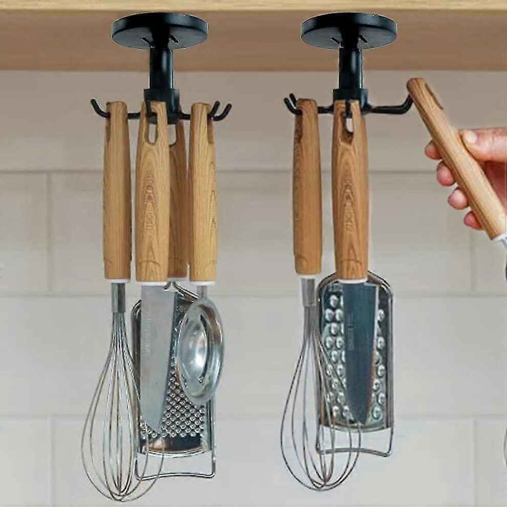 Konhill (As Show, One Size) Wabjtam Hair Dryer Holder 4 Pack Under Cabinet Utensil Holder Hooks For Kitchen Bathroom