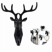 (As show, One size) Hair Dryer Rack Coat Rack And Coat Rack Towel Rack Wall Hook Key Animal Coat Rack Deer Black - Refurbished