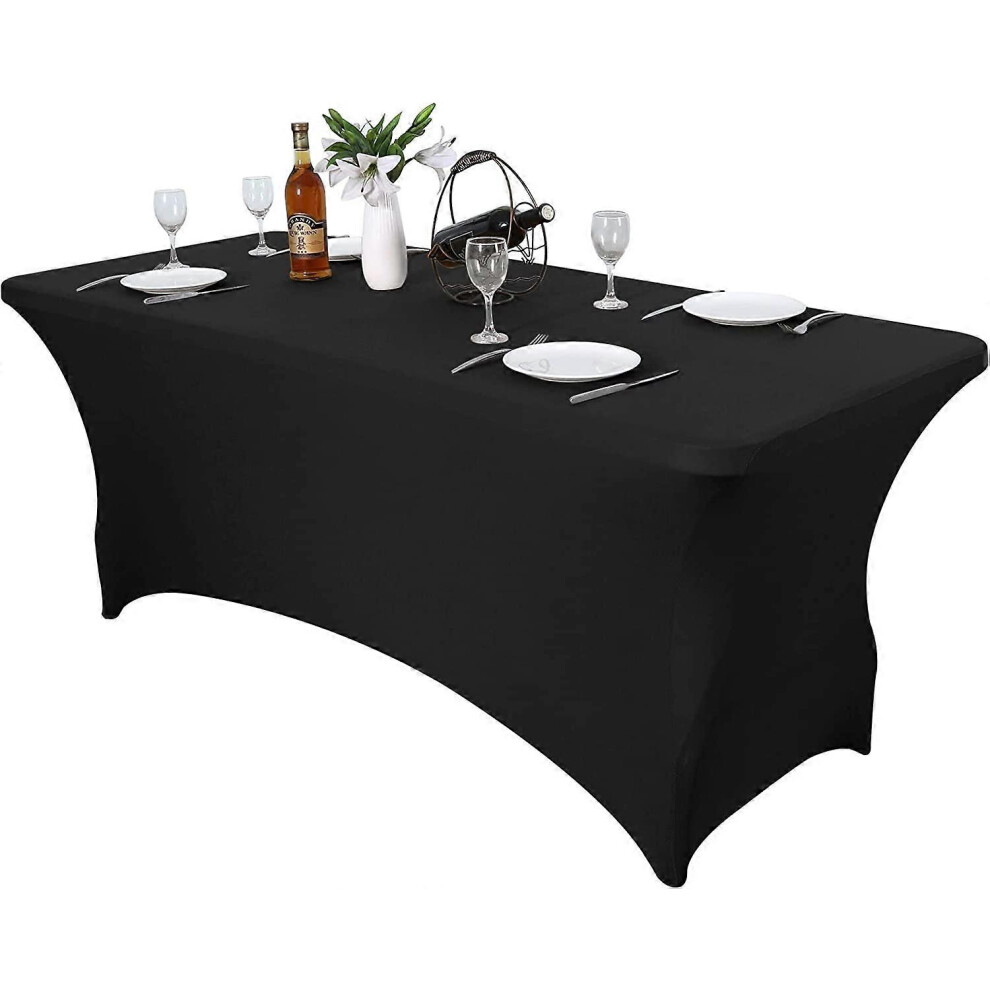 Konhill (As Show, One Size) Patio Furniture Cover 4 Foot Stretch Spandex Table Covers For Folding Tables - Wrinkle Free Rectangular Fitted Tablecloth For Part