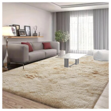 (200cm x 290cm (6ft 8" x 9ft 7"), Tie-Dye Cream) Anti Slip Shaggy Rug For Living Room Runner Carpet