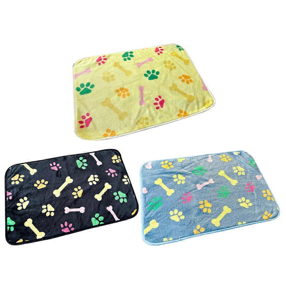 Kricely (Assorted Color, One Size) 3Pcs Animal Blankets Washable Pet Cage Liners Sleep Mat Warm Dog Cat Blanket