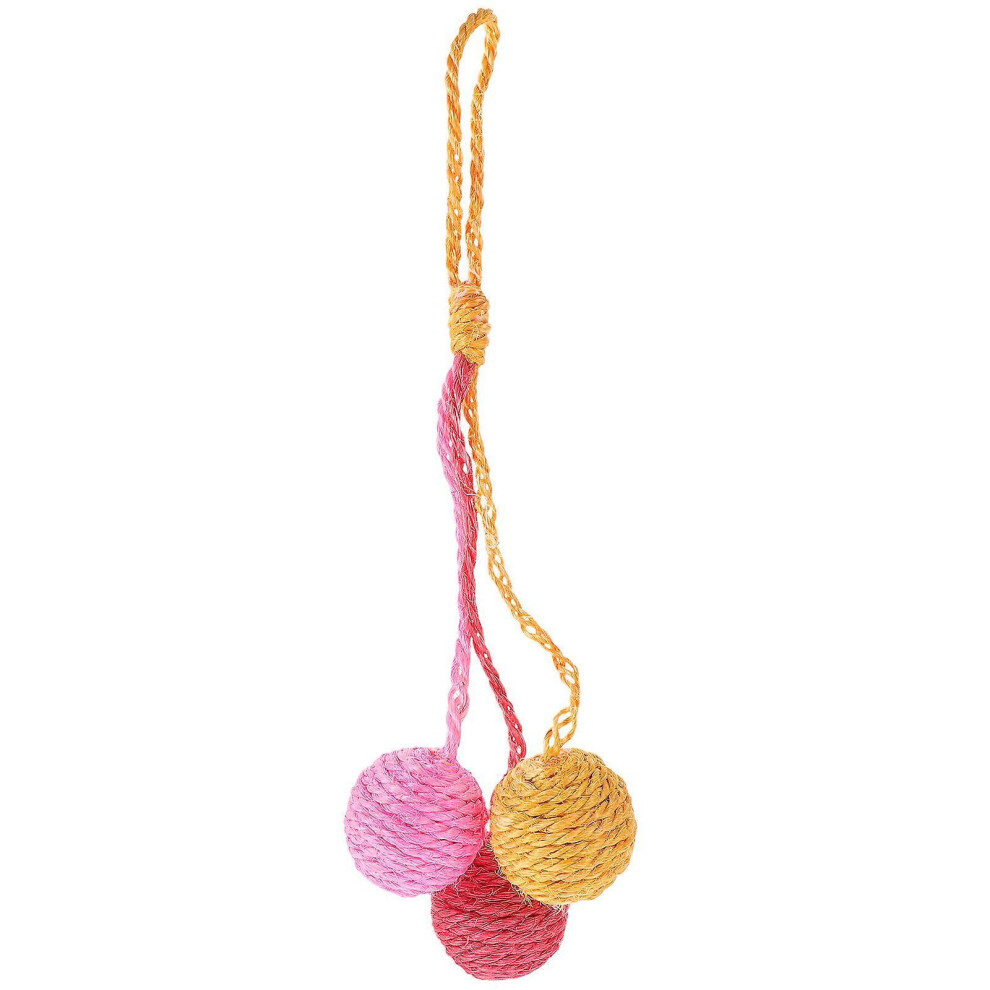 Kricely (30X8x4cm, As Shown 2) Cat Ball Toy Hanging Sisal Ball Cat Interactive Toy Indoors Hanging Pet Cat Scratching Ball Toy