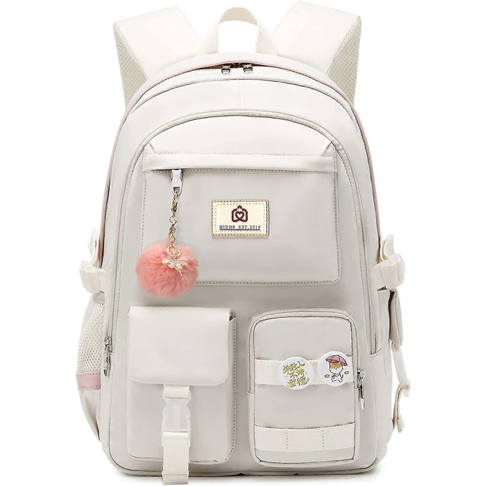 Konhill (As Show, One Size) Laptop Backpacks 15.6 Inch School Bag College Backpack Anti Theft Travel Daypack Large Bookbags For Teens Girls Women Students (Of White