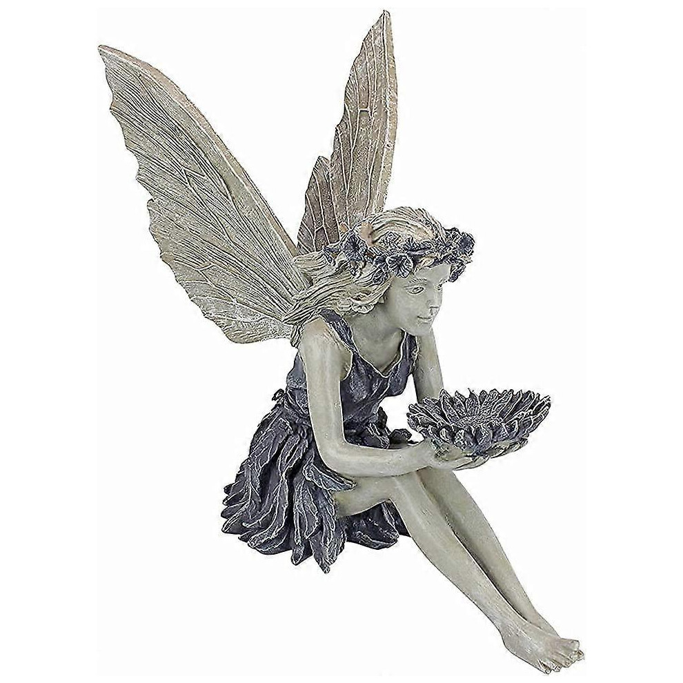 Konhill (As Show, One Size) Other Garden Statue Garden Statues Sitting Fairy Garden Statues, Angel Garden Figurine, Flower Fairy Resin Craft Garden Ornament,