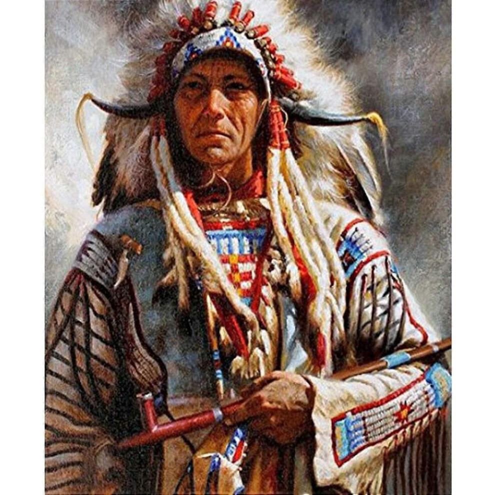Konhill (As Show, One Size) Other Wall Decor Diy Diamond Painting Kits For Adults And Kids, Native American Round Diamond Painting Kit 5D Gem Art Painting Emb