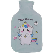 (As show, One size) Rubber Hot Water Bottle with Soft Cover Classic Hot Water Bag for Pain Relief Feet Warmer Cold Therapy Cartoon Unicorn