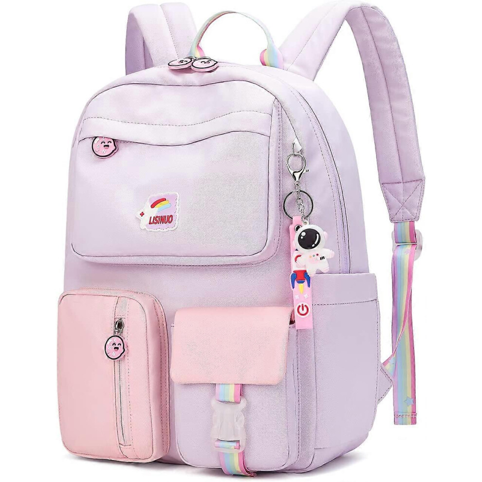 Konhill (As Show, One Size) Kids Backpacks Girls Backpack For Girl Elementary School Bags Bookbags For Teen Suitable For Children Aged 7-15 (Purple) Purple