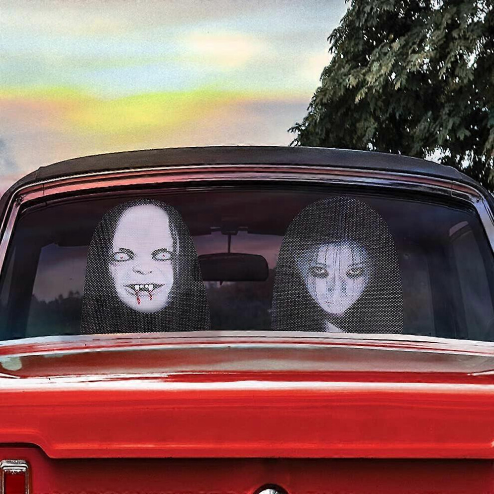 Konhill (As Show, One Size) 2 Sheets Halloween Window Stickers Spooky Halloween Decorations Halloween Window Clings Scary Ghost Window Decals Removable Hallow