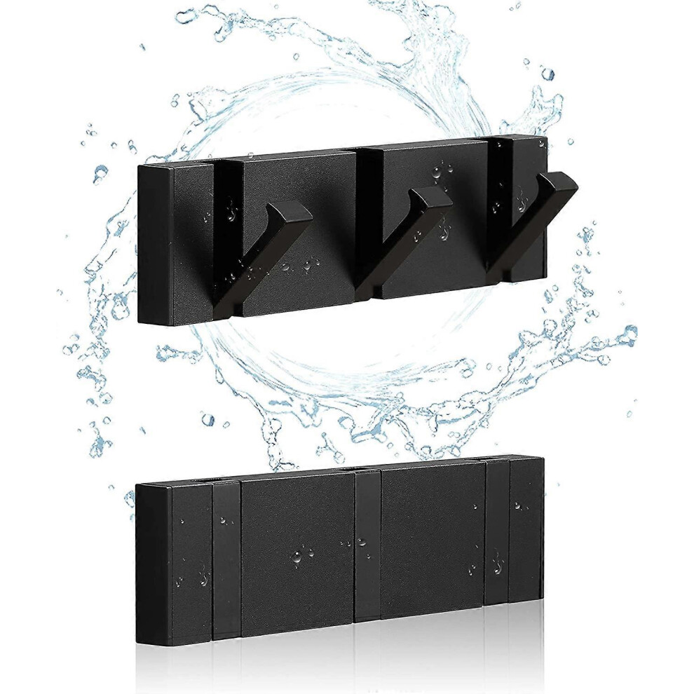 Konhill (As Show, One Size) Bathroom Hook Set Of 2, Waterproof Bathroom Hooks For Towels, Folding Towel Hook, Wall Mounted Bathroom Towel Hooks, Coat Ho Black