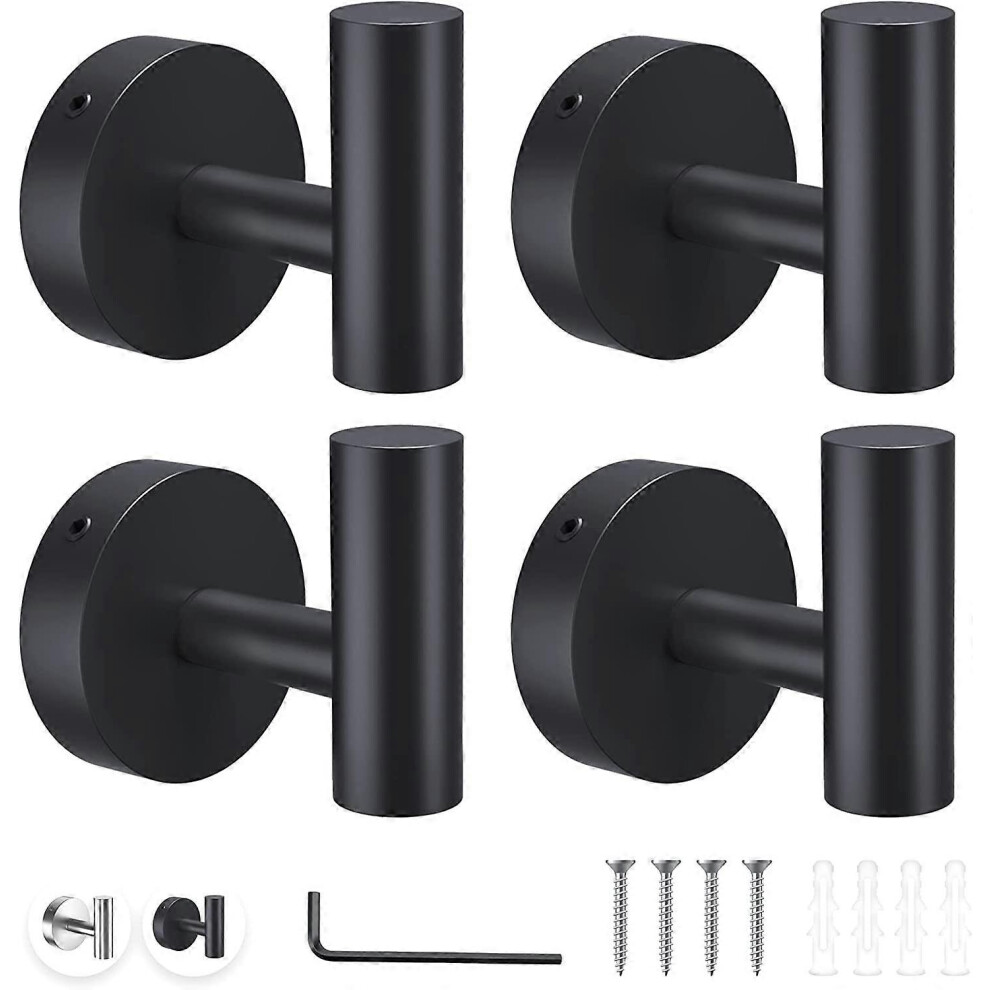Konhill (As Show, One Size) Bathroom Hooks Set Of 4 Wall Mounted Towel Hooks Matte Bathroom Hooks Black