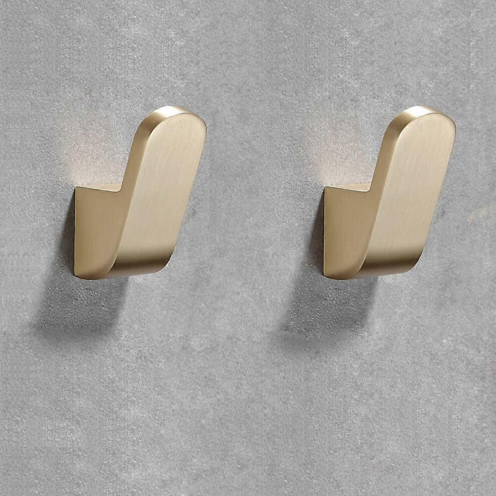 Konhill (As Show, One Size) Bathroom Hook Set Of 2 Single Towel Hooks For Bathroom, Kitchen, Bathrobe, Coat, Hat, Wall Hook With Screws, Gold