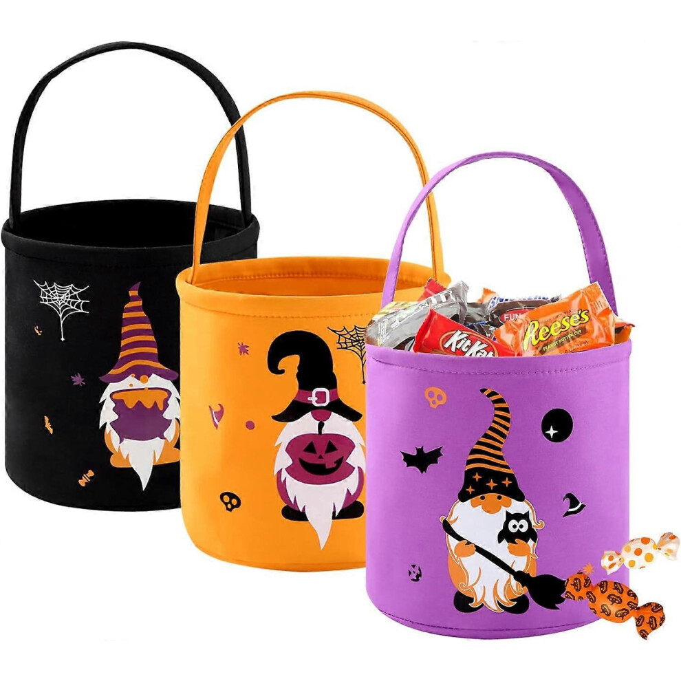 Konhill (As Show, One Size) Halloween Trick Or Treat Bags - Halloween Fabric Candy Buckets, Halloween Goodies Basket For Trick-Or-Treating, Party Favor Suppli