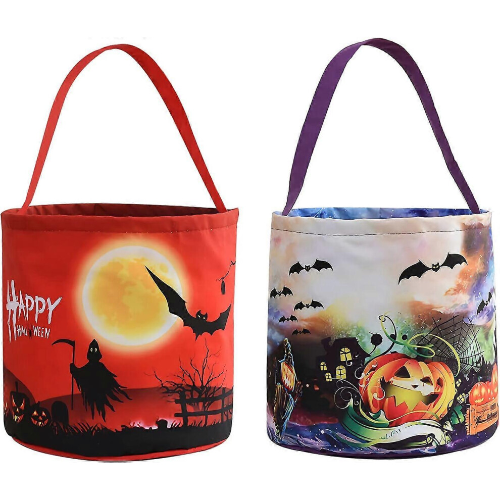 Konhill (As Show, One Size) 2 Pcs Led Light Halloween Candy Bags Light Up Halloween Party Bags,Trick Or Treat Candy Bucket Multipurpose Reusable Goody Basket