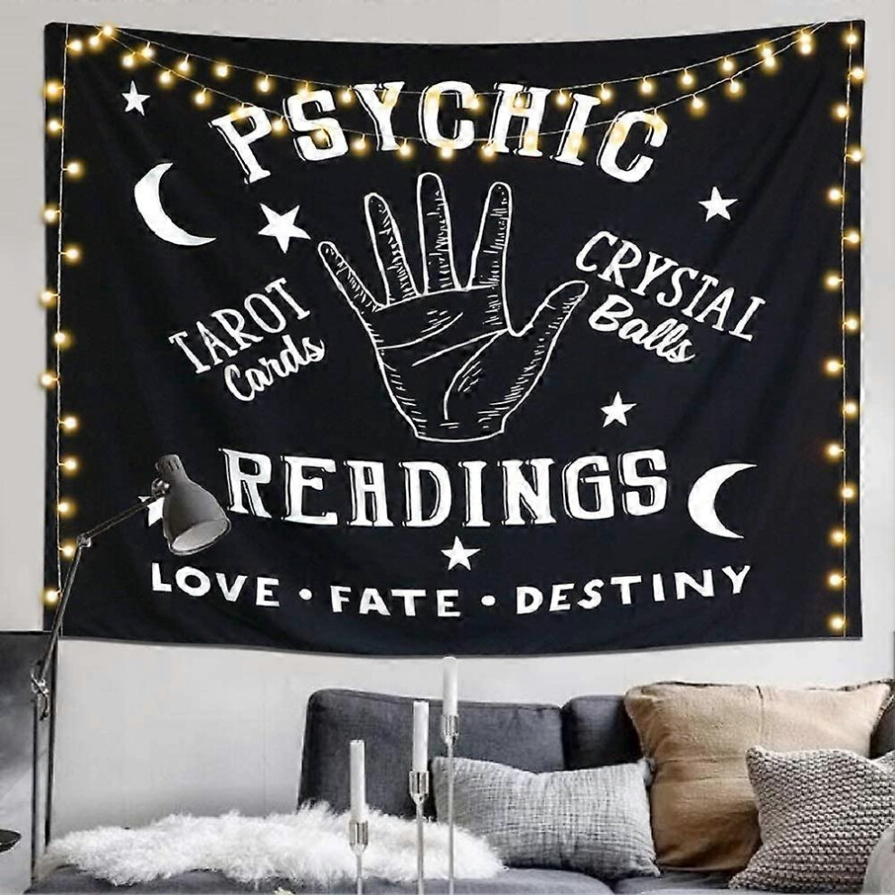 Konhill (As Show, One Size) Tapestry Moon And Star Psychic Readings Mandala Halloween Decoration Wall Hanging Hand Bohemian Wall Blanket Bedroom Living Black