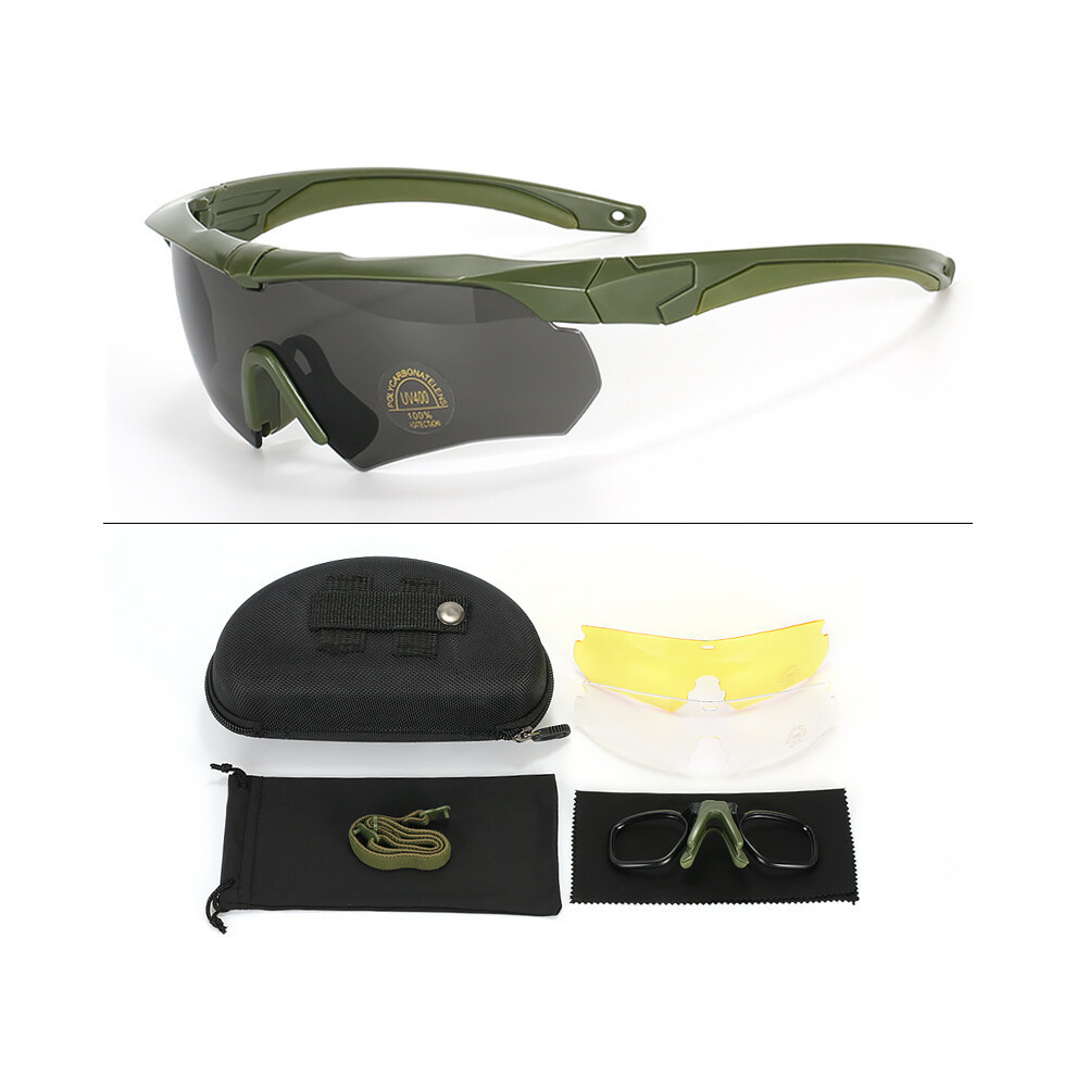 (Pc3 Lens Set [Military Green]) 2025 New Military Fan Outdoor Live Cs Shooting Glasses Polarized Tactical Goggles Myopia Anti-Fog Explosion-Proof Wind 6921541472924