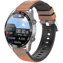 (Orange leather) Non-invasive Blood Glucose Test Smart Watch, Full Touch Health Tracker Watch With Blood Pressure, Blood Oxygen Tracking, Sleep Monitoring