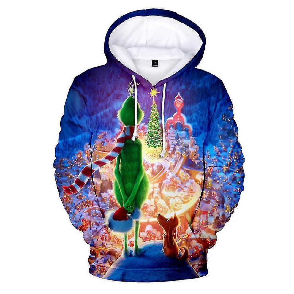 (9-10 Years, C) 6-10 Years Kids Boys Girls Christmas Grinch Printed Hoodie Hooded Sweatshirt Pullover Casual Tops Gift K-image-OPC-PG87ZXF-NEW