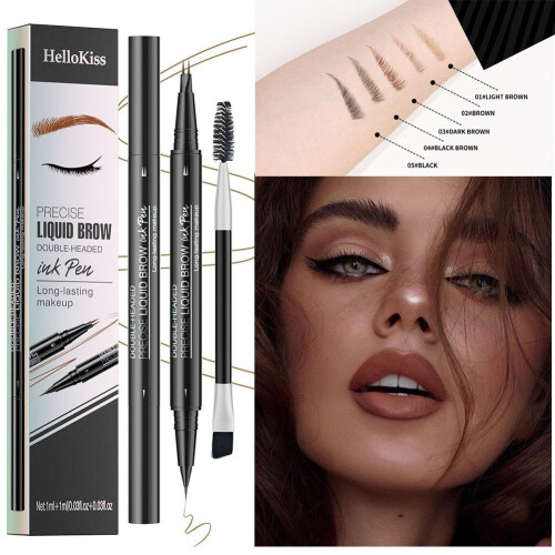 (Light Brown) 2-in-1 Dual-ended Eyebrow Pencil With Micro-fork Tip And Precision Brush For Natural-looking Brows 1