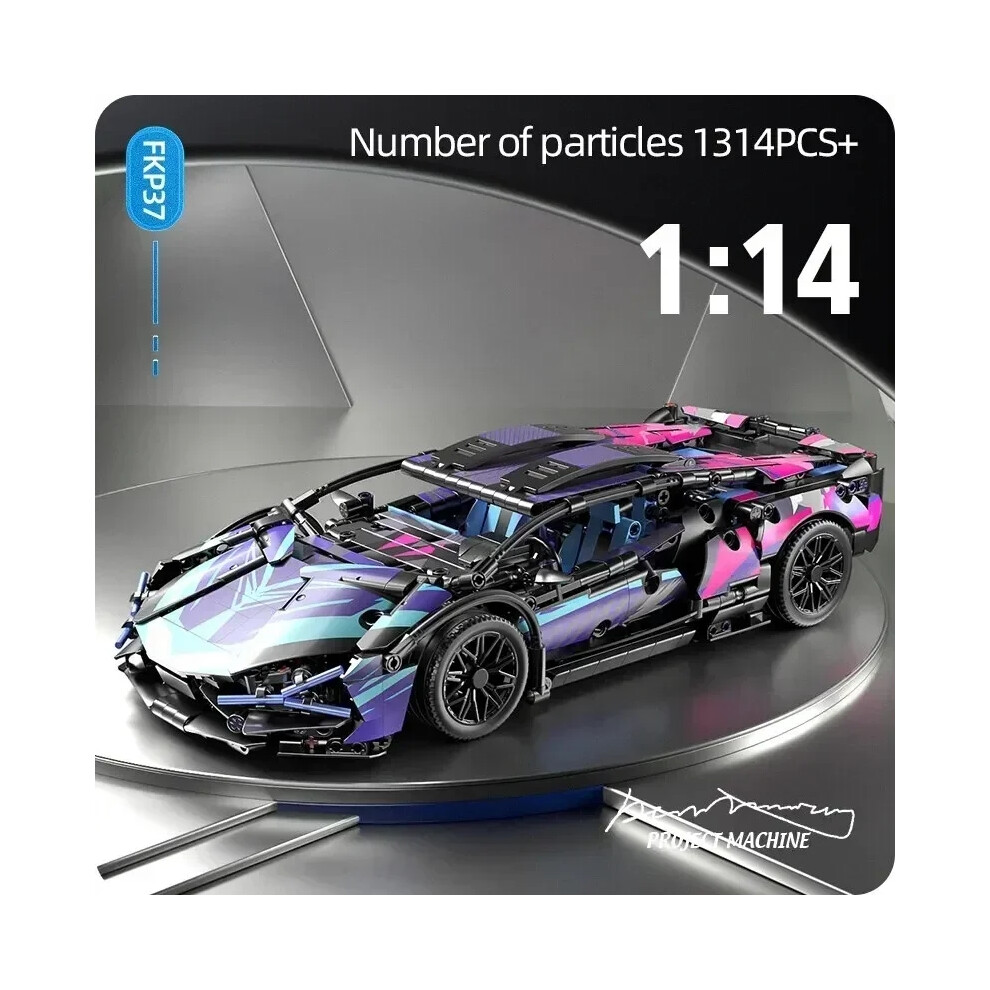 Flemye (1314Pcs ) New 1280Pcs Technical Building Blocks Racing Car Model Remote Control Electric Rc Car Version Optional Construction Toys Purple