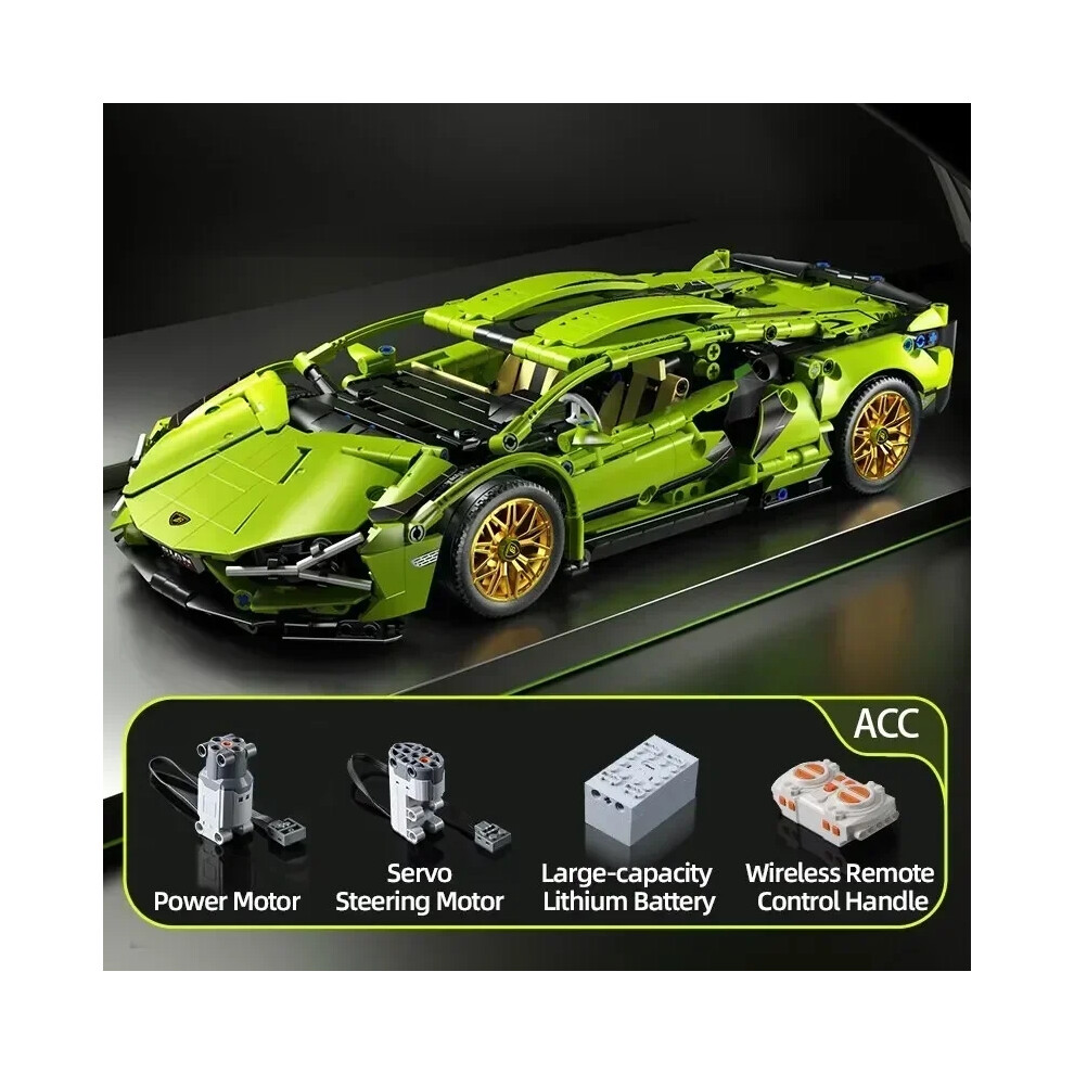 Flemye (1280Pcs With Rc) New 1280Pcs Technical Building Blocks Racing Car Model Remote Control Electric Rc Car Version Optional Construction Toys