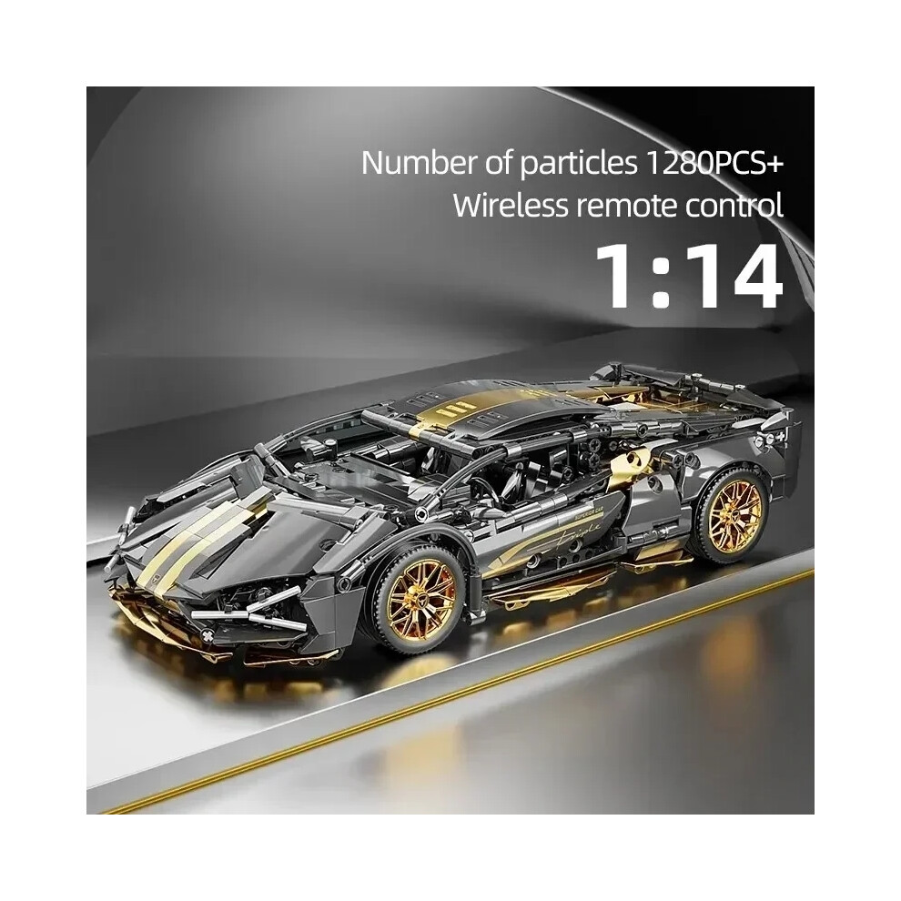 Flemye (1314Pcs ) New 1280Pcs Technical Building Blocks Racing Car Model Remote Control Electric Rc Car Version Optional Construction Toys Golden