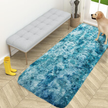 (60 x 220 cm (2 ft x 7 ft 3 in)-Runner Rug, Tie-Dye Teal) Anti Slip Shaggy Rug For Living Room Runner Carpet