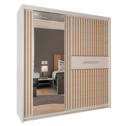 (White/Votan, 150cm)Oakland Sliding Wardrobe 1