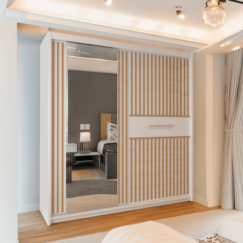 (White/Votan, 150cm)Oakland Sliding Wardrobe