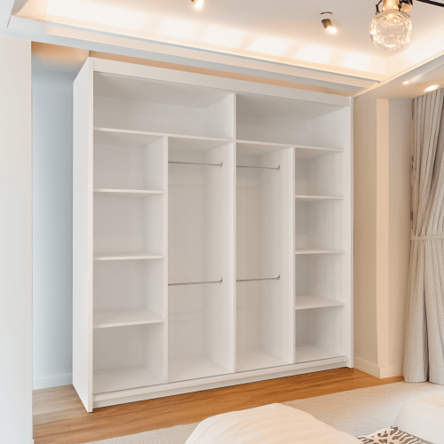 Modern Sliding Bedroom Wardrobe With Mirror Doors 203cm White-Votan 2