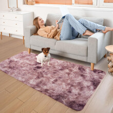 (60 x 220 cm (2 ft x 7 ft 3 in)-Runner Rug, Tie-Dye Pink Lilac) Anti Slip Shaggy Rug For Living Room Runner Carpet