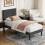 Vesgantti (Dark Grey, Single - 90x190) Bed Frame with Adjustable Headboard Wooden Slats 4