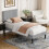 Vesgantti (Light Grey, Single - 90x190) Bed Frame with Adjustable Headboard Wooden Slats 5