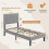 Vesgantti (Light Grey, Single - 90x190) Bed Frame with Adjustable Headboard Wooden Slats 3