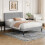 Vesgantti (Light Grey, Double - 135x190) Bed Frame with Adjustable Headboard Wooden Slats 7