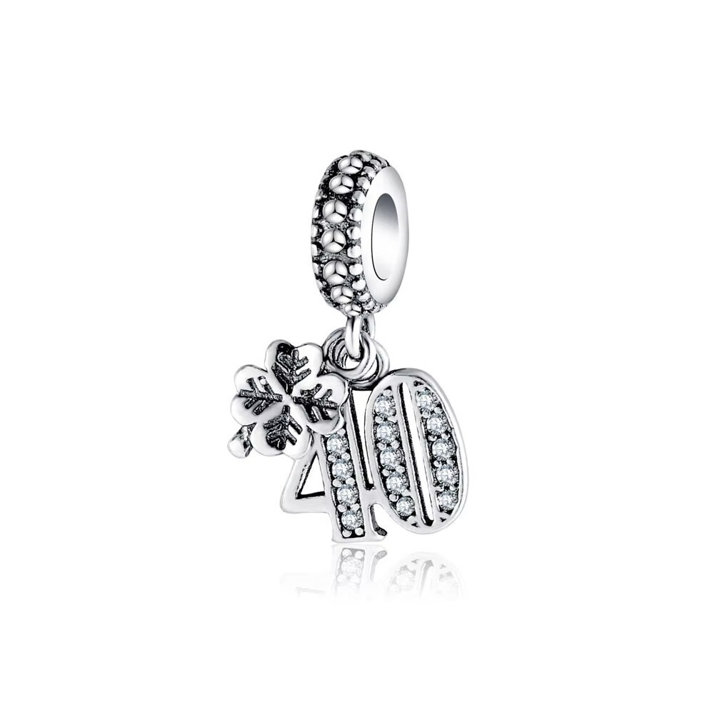 40th birthday Dangle sterling silver s925 charm for pandora bracket