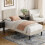 Vesgantti (Beige, Single - 90x190) Bed Frame with Adjustable Headboard Wooden Slats 3