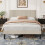 Vesgantti (Beige, Single - 90x190) Bed Frame with Adjustable Headboard Wooden Slats 6