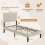 Vesgantti (Beige, Single - 90x190) Bed Frame with Adjustable Headboard Wooden Slats 4