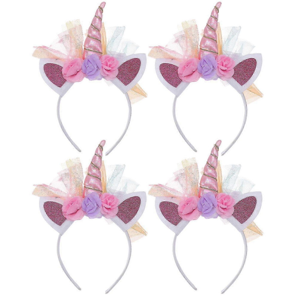 (As show, One size) 4pcs Shining Unicorn Hair Hoops Head for Kid Child Girl Mixed Color-image-OPC-PG88JN7-NEW