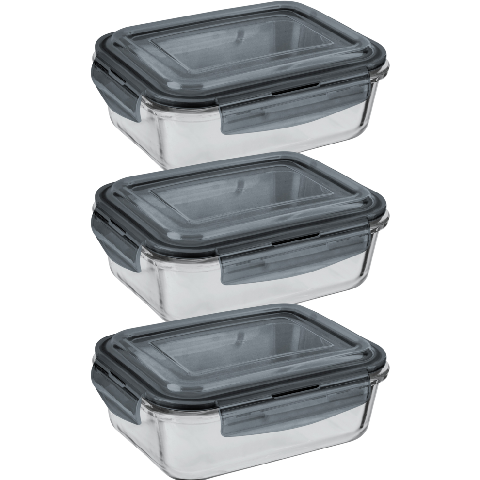 (3 Pack Medium 620ml) Glass Food Storage Containers Meal Airtight Lids