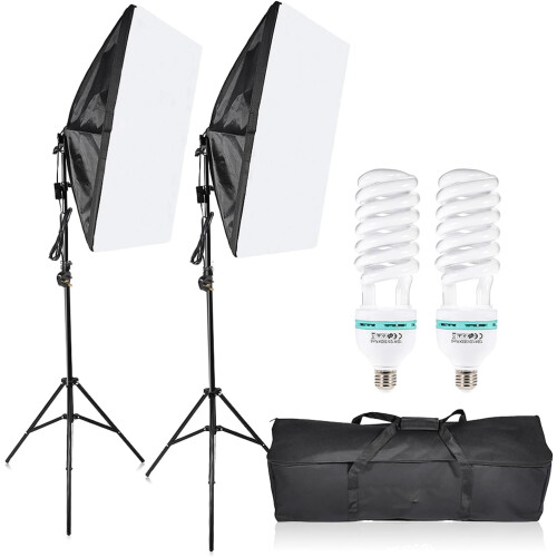 (Type 2) Softbox Lighting Kit, 5500K Softbox with 135W Light Bulb