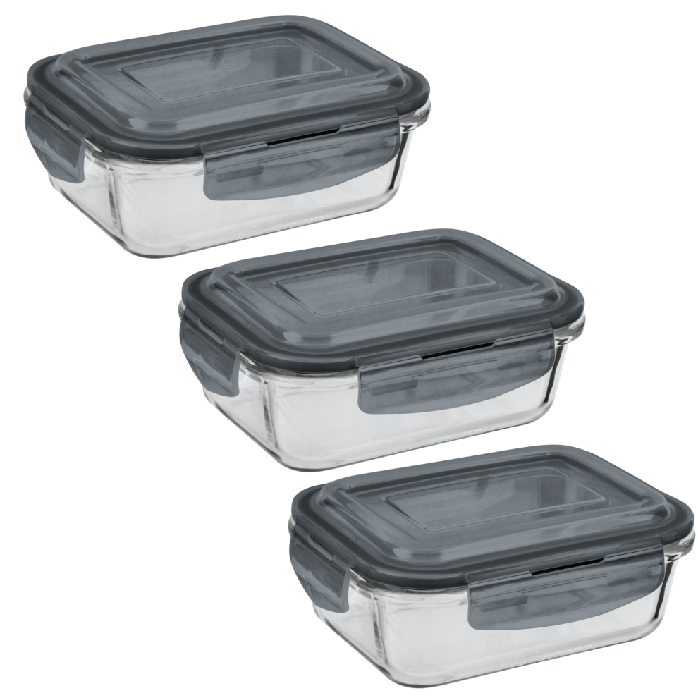 (3 Pack Large 1100ml) Glass Food Storage Containers Meal Airtight Lids