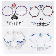 (As show, One size) 4 Pcs Adult Stickers Crystals Face Jewels Halloween Face Stickers Rhinestones Face Jewels Halloween Makeup Tattoo