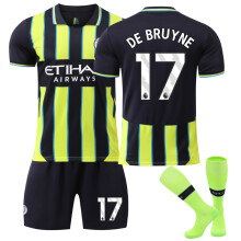 (22(120-130CM)) Comfortable 2425 Manchester City Away DE BRUYNE #17 Training Suit With Socks