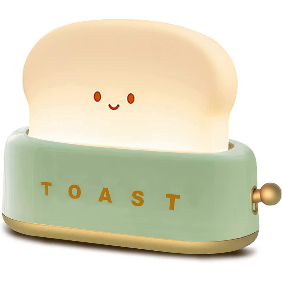 Konhill (As Show, One Size) Night Desk Decor Toaster Lamp, Small Rechargeable Lamp With Smiling Face Cute Toast Toaster Shape Aesthetic Room Decor For B Light