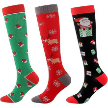 (As show, One size) Christmas Compression Socks For Women, Medical Compression Support Socks 20-30 Mmhg-best Calf Socks/combination 2-small-medium-3 Pairs