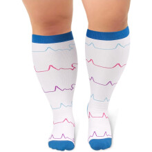 (As show, One size) Plus Size Compression Socks For Women Men Wide Calf 20-30 Mmhg Extra Large For Circulation Support Recovery-white Ekg (1 Pack)/3x-large