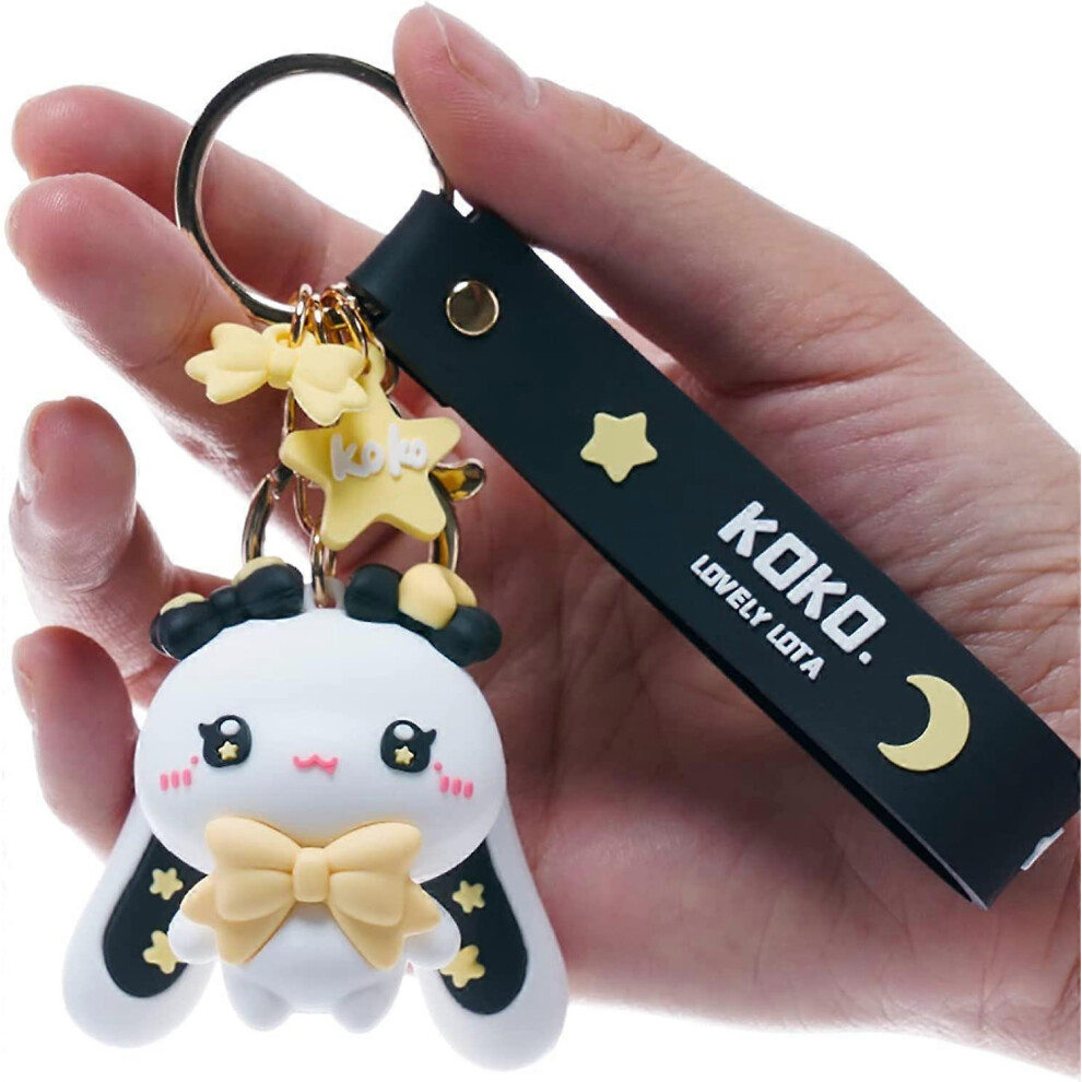 Konhill (As Show, One Size) Keychain For Women Star-Moon Rabbit Key Ring Demon Rabbit Charm Bag Accessory Lovers Best Friend Gift
