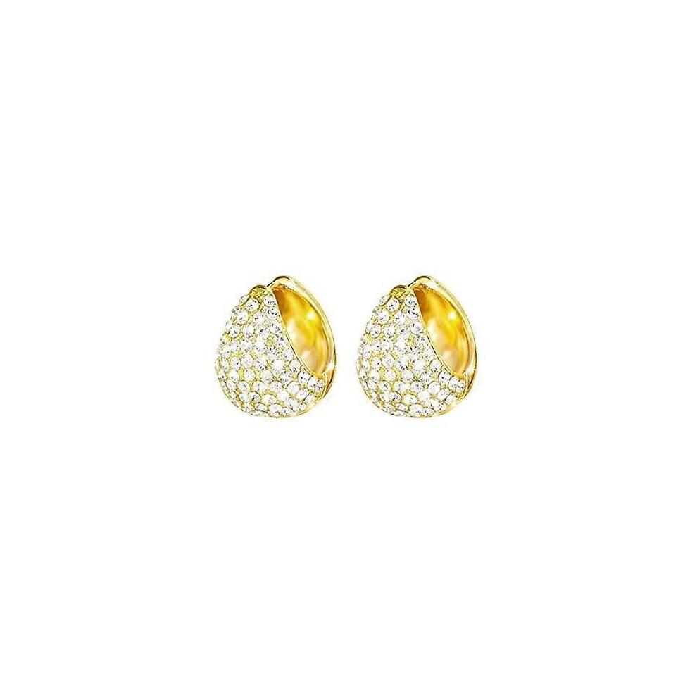 Konhill (As Show, One Size) 24K Hoop Earrings For Women 14K Hoop Huggie Earrings Small Cubic Zirconia Huggie Hoop Earrings Jewelry Gifts For Lover G Gold